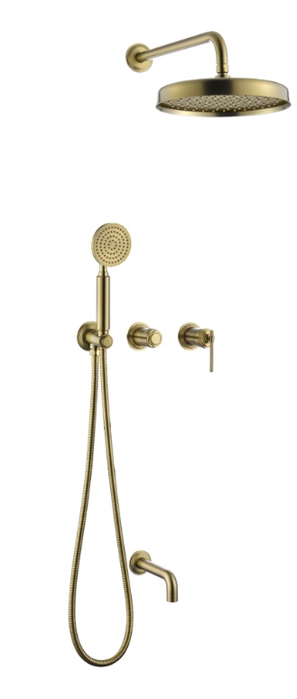 Душевая система скрытого монтажа с наливом в ванну Boheme ETERNA MATT GOLD 174-2-MG- фото