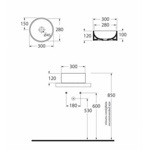 Azzurra Раковина чаша круглая O30XH12см,без перелива, без отв. под смеситель, цвет белый- фото2
