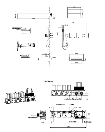 Встроенная душевая система с изливом Boheme ZODIAC, трехпозиционная Matt White- фото2
