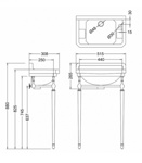 Гардеробная раковина Burlington Edwardian на 1 отверстие справа или слева с подстольем- фото3
