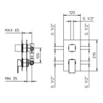 Palazzani Qadra встроенный смеситель для душа на 3 потребителя- фото2