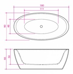 Ванна каменная Balteco Senzo, 1800x900 (интегрированный слив-перелив)- фото3