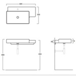 Раковина прямоугольная подвесная с полкой dx Simas Flow FL02- фото2