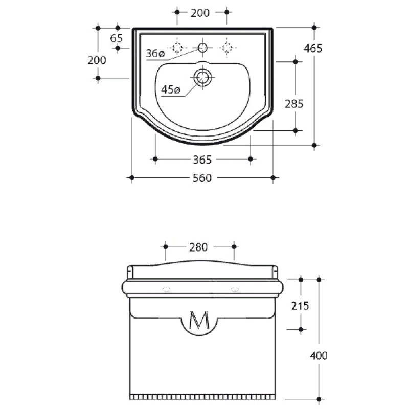 BELLA Раковина Консоль подвесная 55см с решеткой Migliore золото- фото3
