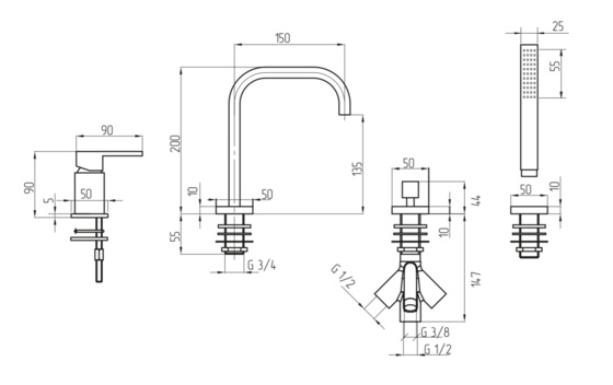 Смеситель на борт ванны Migliore Kvant ML.KVT-2756.CR- фото2