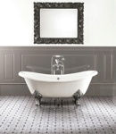 Devon Cherie Ванна чугунная (без отв-й для смесит),1685х760хh680 см, цвет: белый, ножки Flora полиров. аллюминий(без слива-перел)- фото