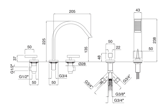 Смеситель на борт ванны Migliore Syntesi BN.SNS-7980.CR- фото2