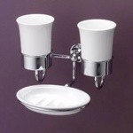 Мыльница и два стакана Devon&Devon First Class, цвет: хром/белый- фото