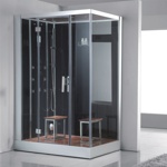 Гидромассажная  кабина EAGO DZ961F8 150х90 левая ЧЕРНОЕ СТЕКЛО- фото