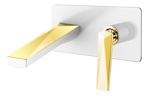 Смеситель для умывальника из стены Boheme VENTURO 385-W белый + золото- фото