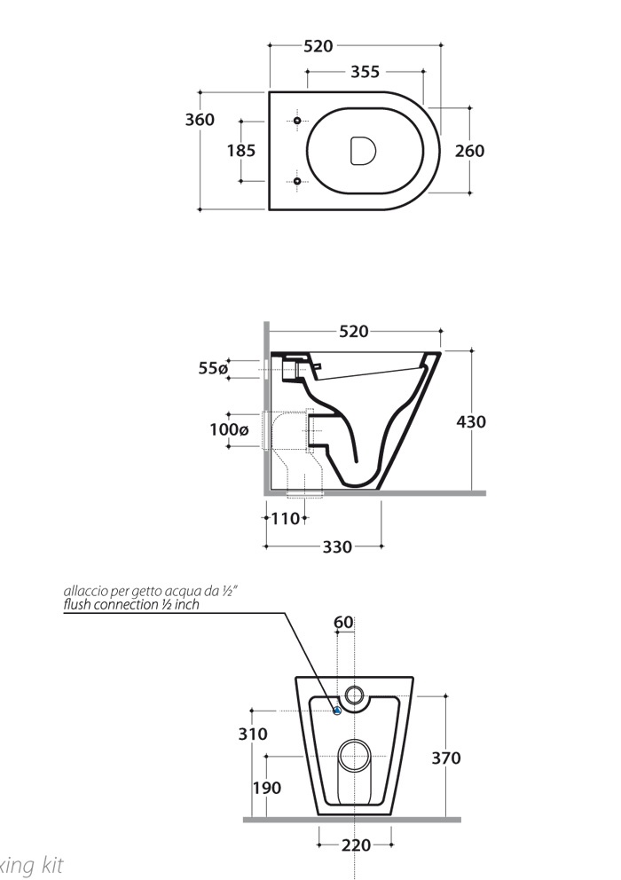 Унитаз напольный 36x52 Globo Forty3 FOB02.BI- фото2