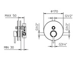 Palazzani Mimo встроенный смеситель для душа на 2 потребителя- фото2