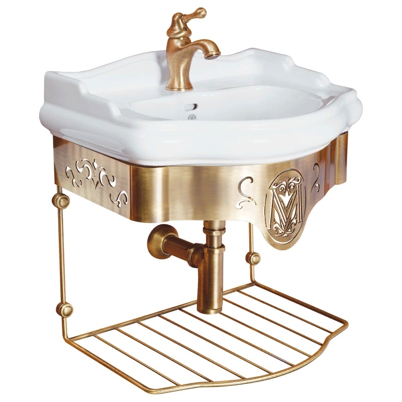 BELLA Раковина Консоль подвесная 55см с решеткой Migliore бронза- фото