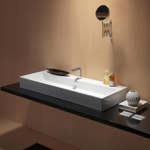 GSI Kube Раковина подвесная/накладная с переливом 120x47 без отверстия под смеситель, цвет белый- фото2