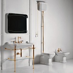 Унитаз приставной с высоким бачком Kerasan Waldorf золото- фото