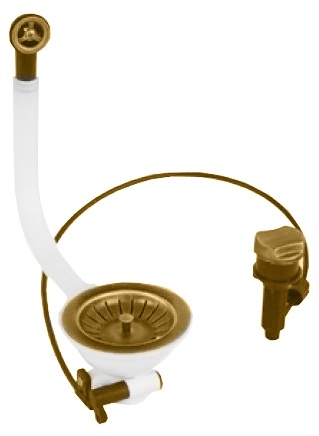 СЛИВ ДЛЯ КУХОННОЙ МОЙКИ С ПЕРЕЛИВОМ D-90СМ ML.RIC-10.130 золото