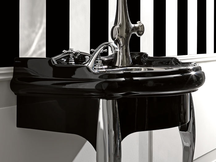 KERASAN Retro Консоль с черной раковиной 73см, цвета консоли: nero/cromo.