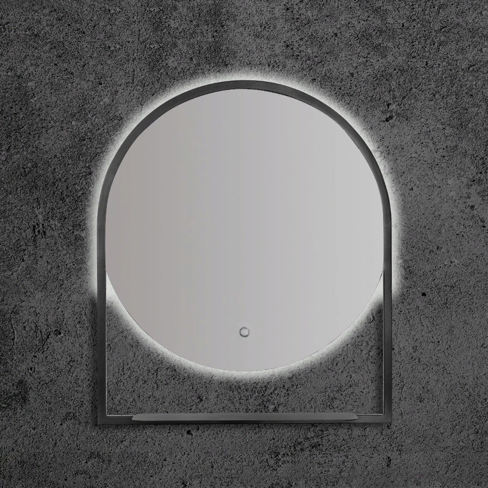 Зеркало Vallessi 550 круглое 60*70 с полочкой антрацит