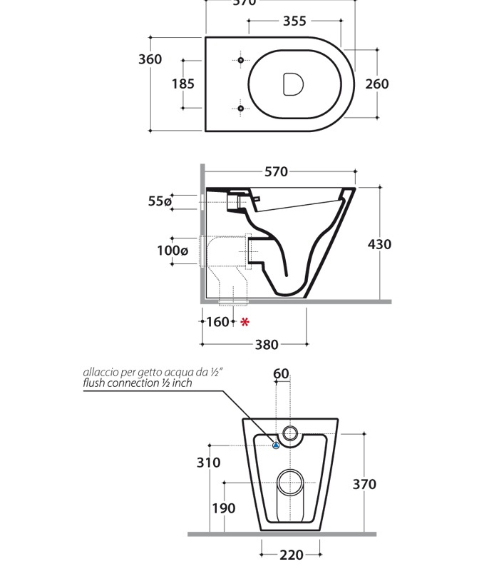 Унитаз напольный 36x57 Globo Forty3 FOB01.BI - фото2