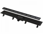 Водоотводящий желоб AlcaPlast APZ10 Black Simple, со стальной решеткой 95см- фото
