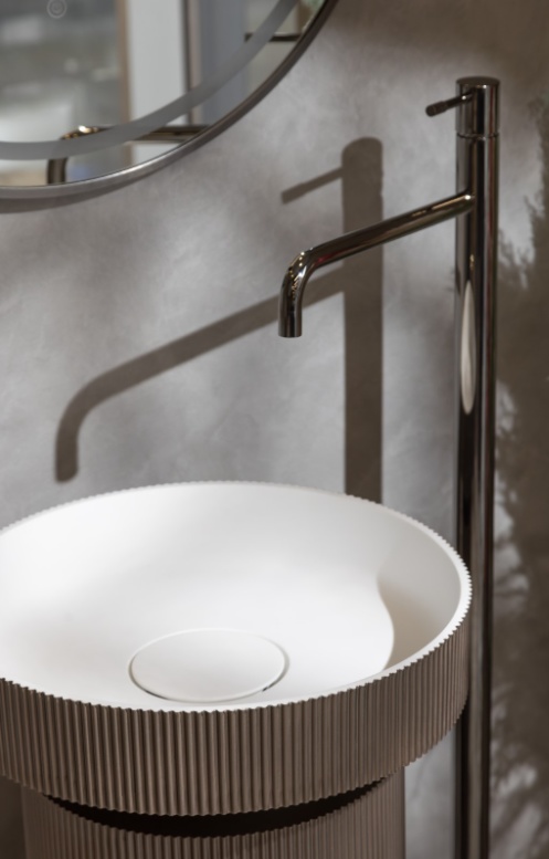 Раковина напольная с пъедесталом Boheme рифленая Corian DELMAR - фото4