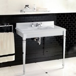 Декоративная структура с раковиной на 3 отв. Devon&Devon Premiere, цвет: хром/белая керамика- фото