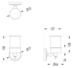 Devon DOROTHY стаканчик (керамика белая) для з/щеток настенный, держатель цвет: хром/белый- фото2