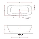 Gruppo Treesse Brio Ванна отдельностоящая 170х72х56 см из искусственного камня, цвет белый- фото3