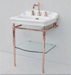 Artceram HERMITAGE Металлическая структура 68 см, со стеклянной полкой, цвет бронза с раковиной 68 см- фото