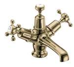 Смеситель для раковины на 1 отверстие Burlington CL4 GOLD, золото- фото