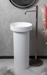 Раковина напольная с пъедесталом Boheme рифленая Corian Matte white- фото
