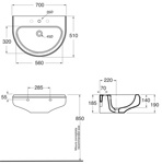 AZZURRA CHARME раковина 70х51см, с 1отв для смесителя, цвет белый с колонной- фото2