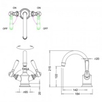 Смеситель Arcade для раковины, 1 отв, ручки - крестики, хром- фото2