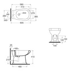 AZZURRA GIUNONE биде напольное 53*38см с 1 отв под смеситель, цвет белый с креплением к полу- фото2