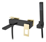 Смеситель для ванны настенный Boheme Q 143-ВG черный мат/золото- фото