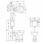Унитаз с низким бачком, с керамической ручкой слива Burlington C1+P2+T31 GOLD- фото2