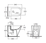 AZZURRA FORMA Биде приставное 54х37х43см , с 1 отв под смеситель,с креплением, цвет белый- фото5