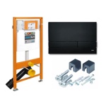 Инсталляция Jomo с матовой чёрной кнопкой и креплением- фото