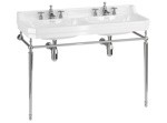 Раковина 120 см двойная Burlington Edwardian B21 1TH+T51 CHR на 1 или 3 отверcтия с хромированным подстольем- фото