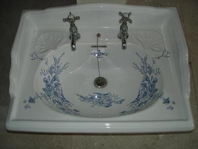 Раковина Sanitan Victorian 635x485 мм синяя с декором Викторианский сад