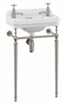 Гардеробная раковина Burlington Edwardian B8R/B8L+T21A BNKL на 1 отверстие справа или слева с подстольем Burlington, шлиф никель- фото