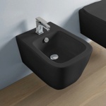 Artceram A16 Биде подвесное 36х52 см, с 1 отв под смеситель, с креплениями, цвет черный матовый- фото