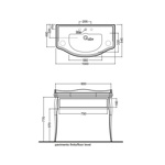 KERASAN Retro Комплект мебели 100 см, цвет: черный глянец, ножки: золото, ручки: кристалл/кольцо-золото- фото2
