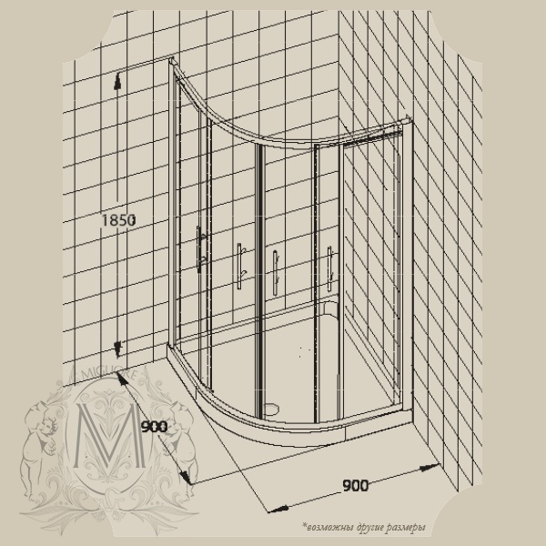 Душевая кабина R90x185 см (Стекло прозрачное) MIGLIORE AURELIA ML.AUR-22.090.TR- фото3