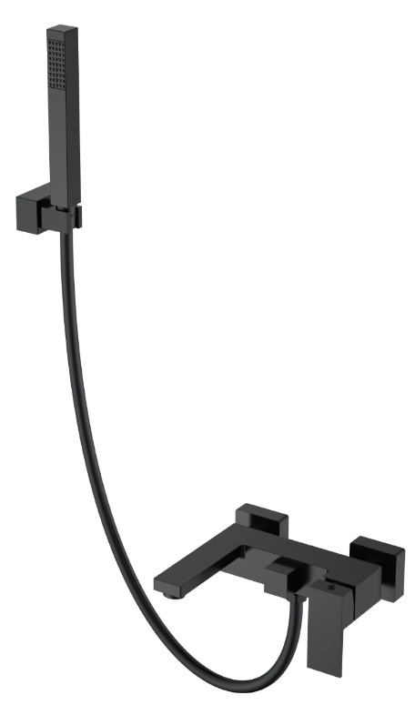 Смеситель для ванны с душ набором Boheme Qubic Matt Black 473-B- фото