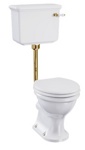 Унитаз Burlington Guild с низким бачком 44см, с керамической ручкой слива, Золото