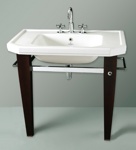 Раковина Sanitan Empire 92x56 на подстолье из дерева- фото