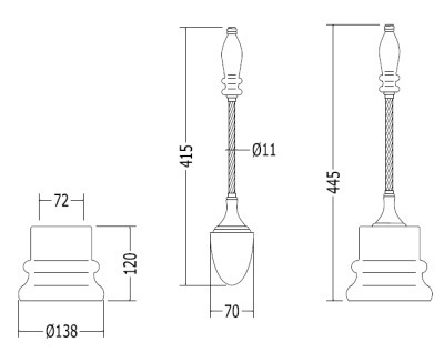 Devon DOROTHY Ерш для унитаза напольный, колба - керамика белая, ручка ерша: хром/белый	- фото2