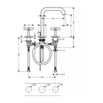 AXOR Citterio E, Смеситель для раковины 170, на 3 отверстия, с розетками и донным клапаном- фото2