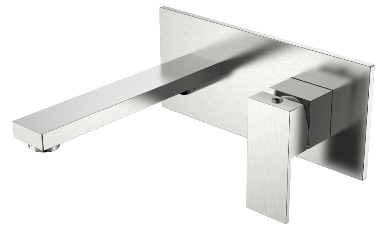 Смеситель для умывальника или ванны из стены Boheme Qubic Brushed Nickel 475-NB- фото